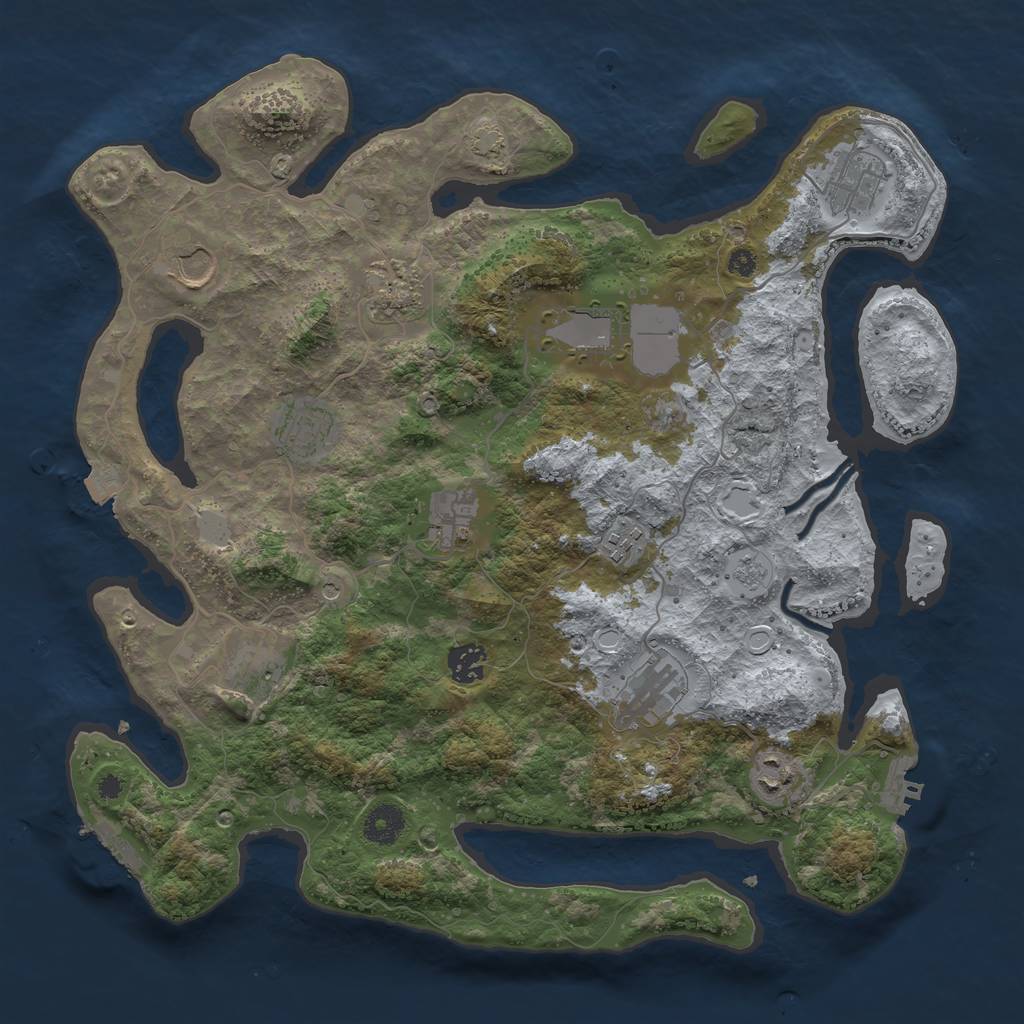 Rust Map: Procedural Map, Size: 3800, Seed: 21482, 19 Monuments