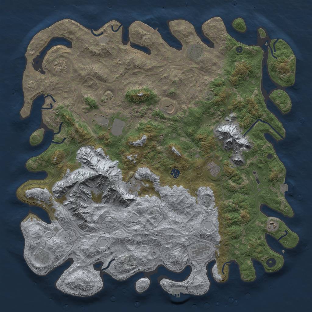 Rust Map: Procedural Map, Size: 5000, Seed: 254636, 19 Monuments