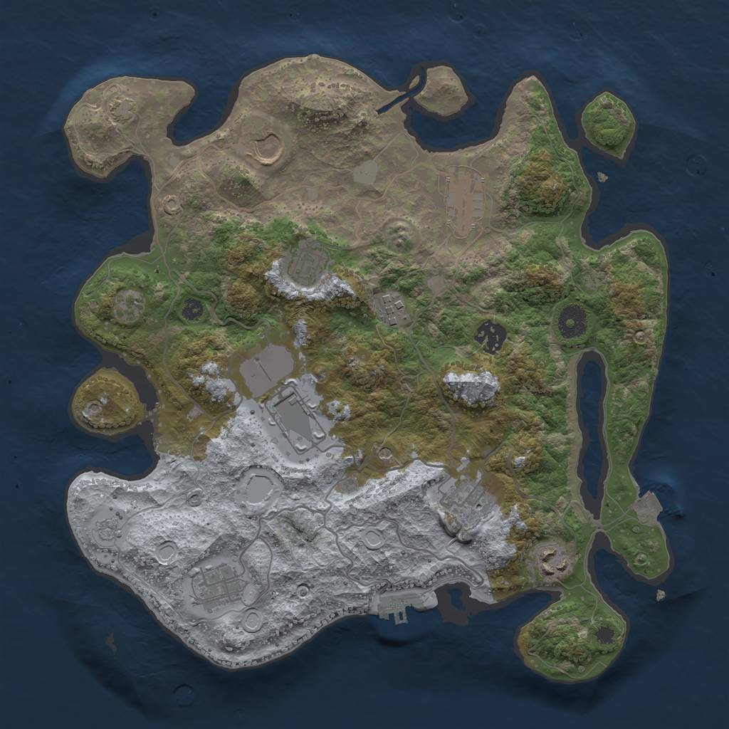 Rust Map: Procedural Map, Size: 3500, Seed: 409779107, 16 Monuments