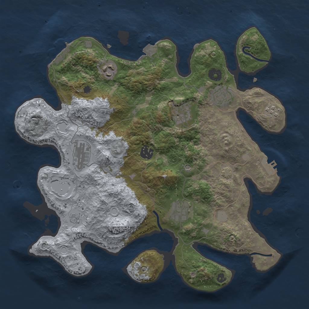 Rust Map: Procedural Map, Size: 3450, Seed: 67036007, 15 Monuments