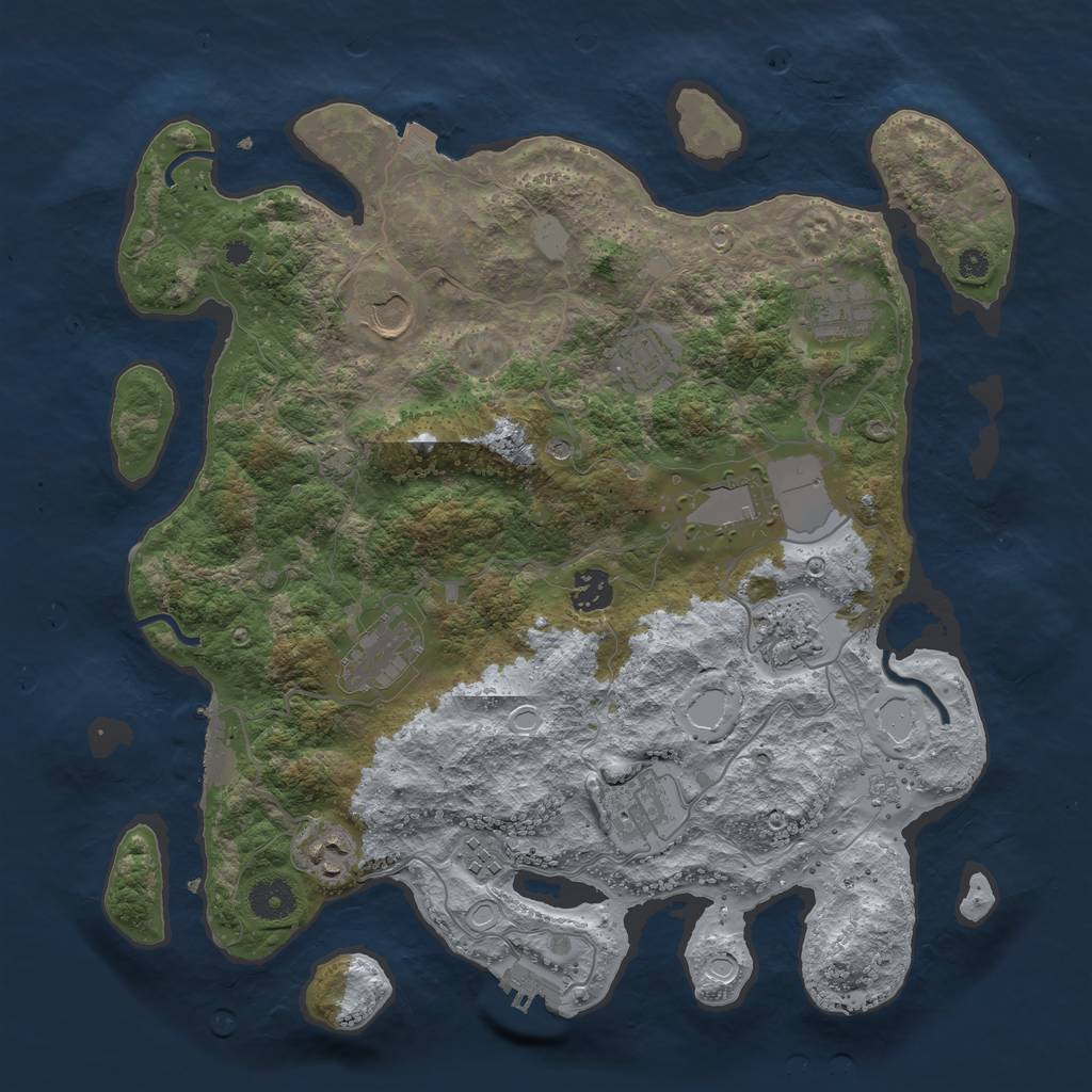 Rust Map: Procedural Map, Size: 3750, Seed: 569116, 18 Monuments