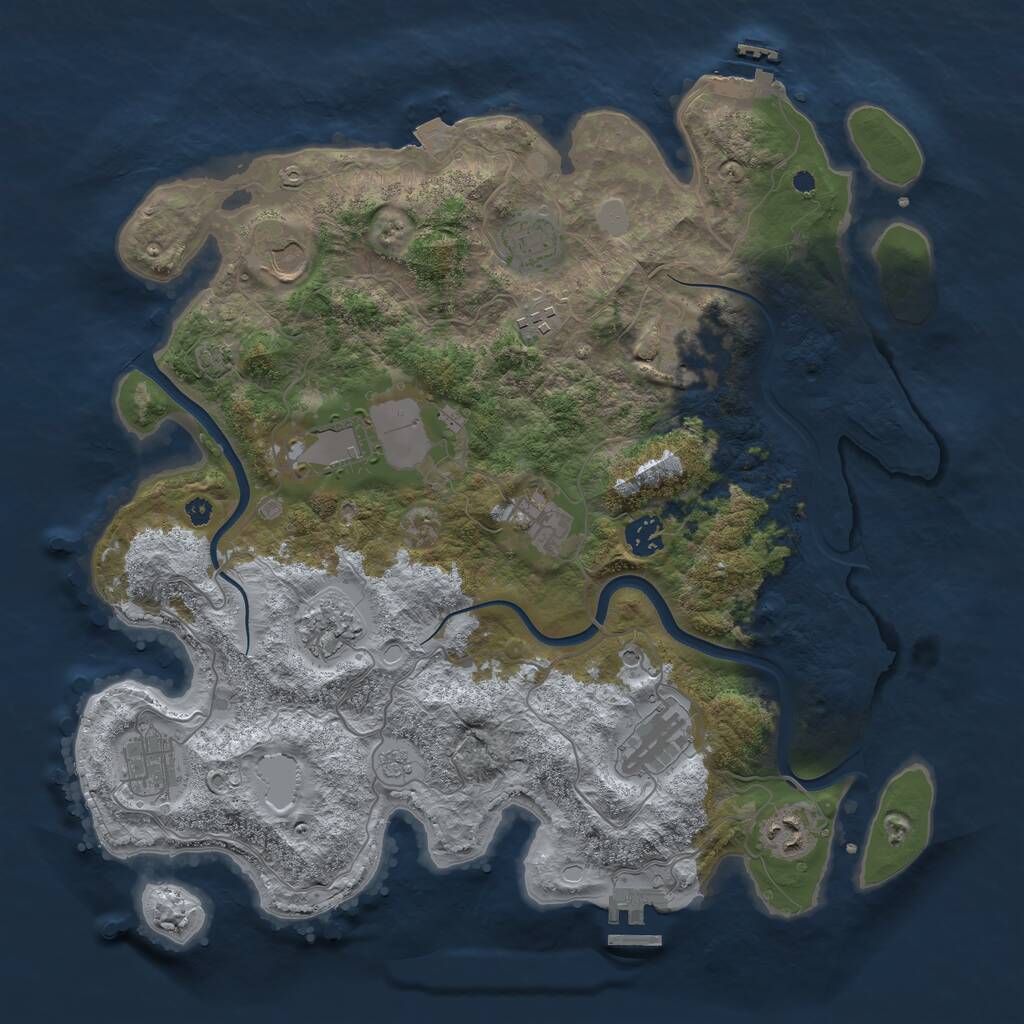 Rust Map: Procedural Map, Size: 3850, Seed: 37292178, 17 Monuments
