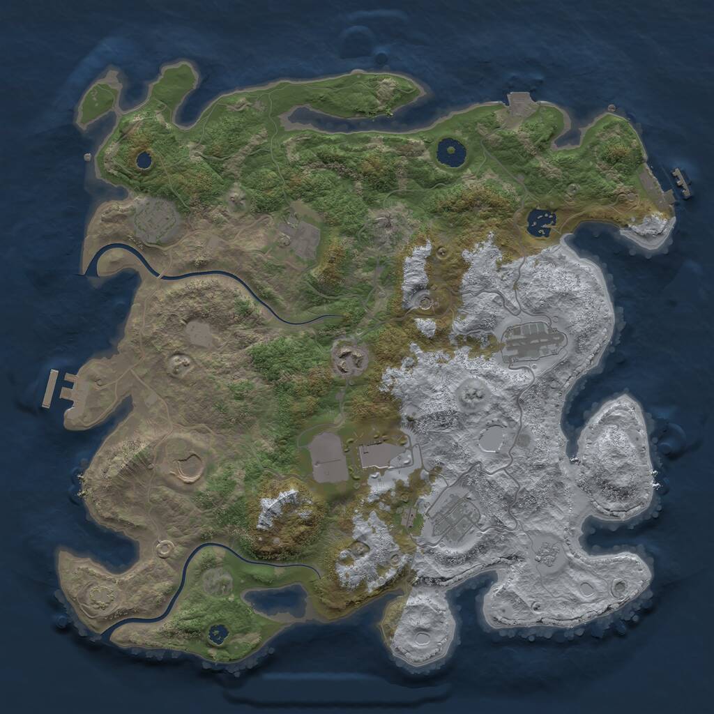 Rust Map: Procedural Map, Size: 3700, Seed: 356842867, 14 Monuments