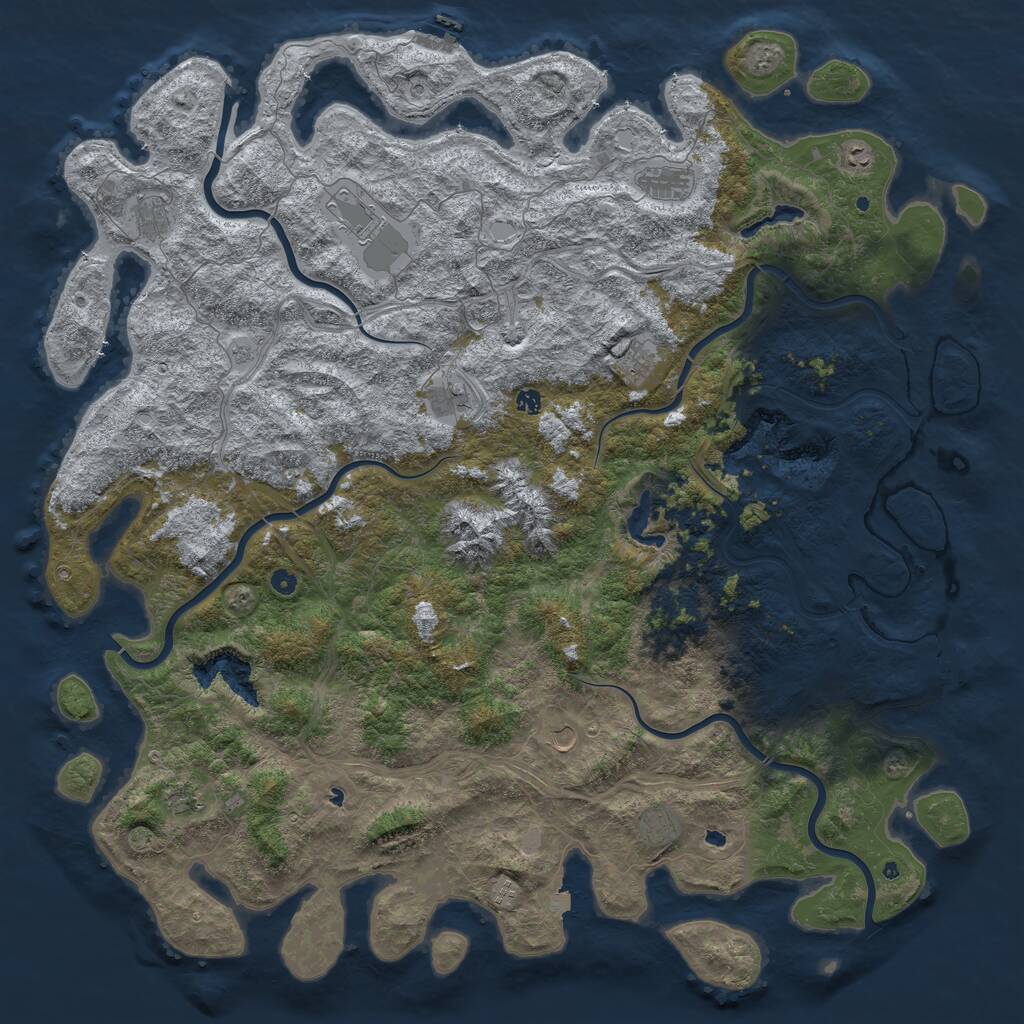 Rust Map: Procedural Map, Size: 6000, Seed: 525698012, 17 Monuments