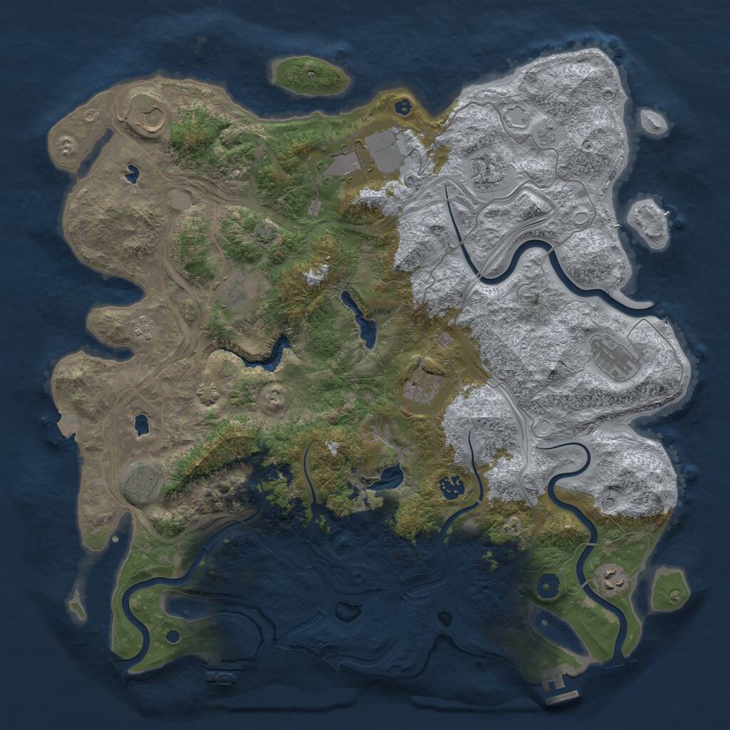 Rust Map: Procedural Map, Size: 4500, Seed: 1710779246, 16 Monuments