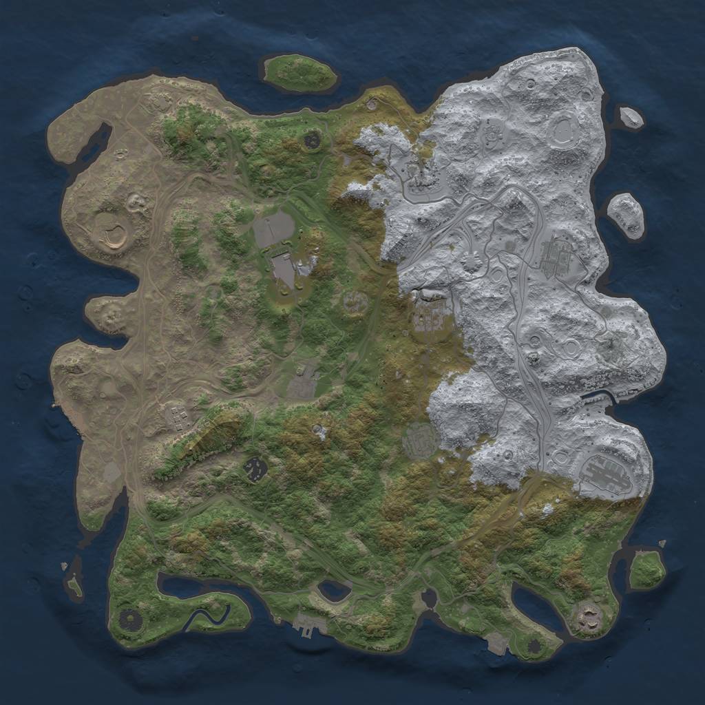 Rust Map: Procedural Map, Size: 4500, Seed: 1710779246, 19 Monuments
