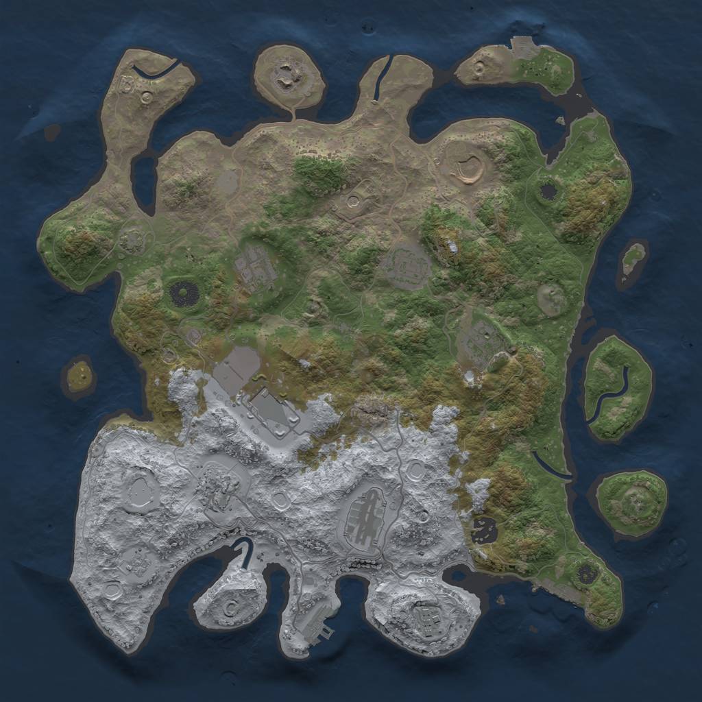 Rust Map: Procedural Map, Size: 3750, Seed: 13579, 18 Monuments