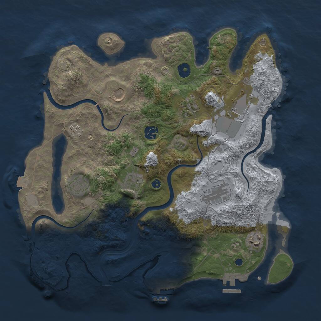 Rust Map: Procedural Map, Size: 3500, Seed: 1476449655, 13 Monuments