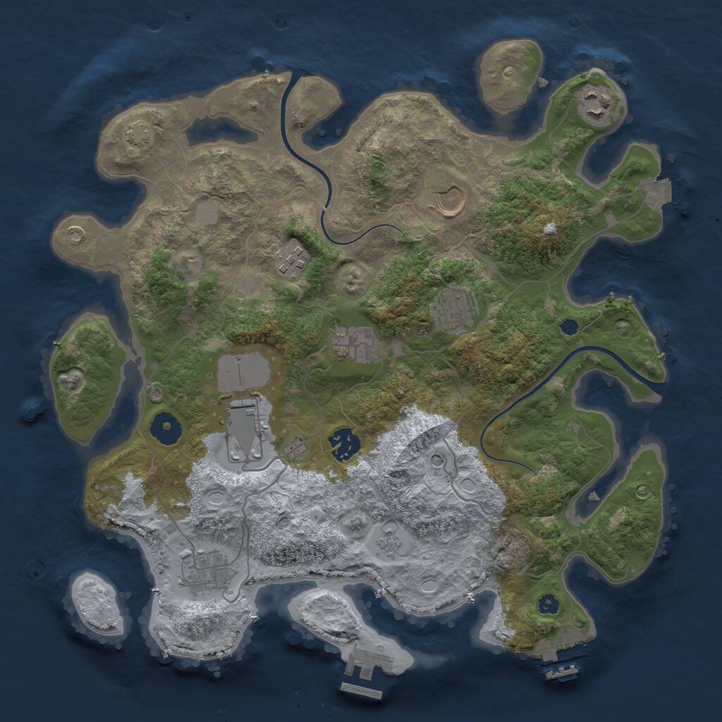 Rust Map: Procedural Map, Size: 3500, Seed: 17145161, 14 Monuments