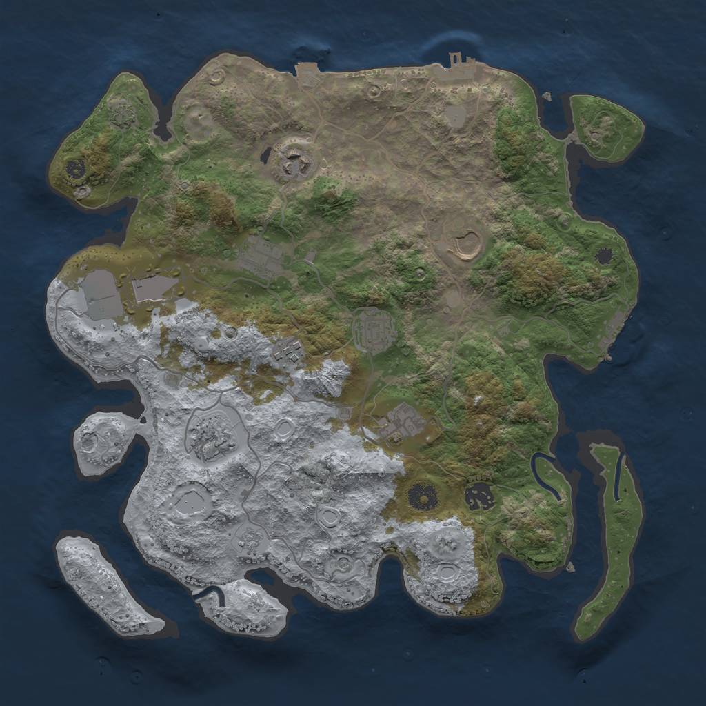 Rust Map: Procedural Map, Size: 3650, Seed: 356621752, 17 Monuments