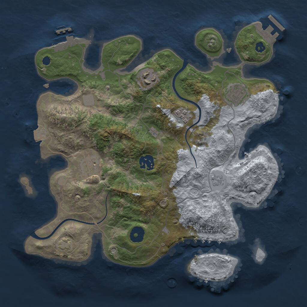 Rust Map: Procedural Map, Size: 3000, Seed: 1058263, 10 Monuments