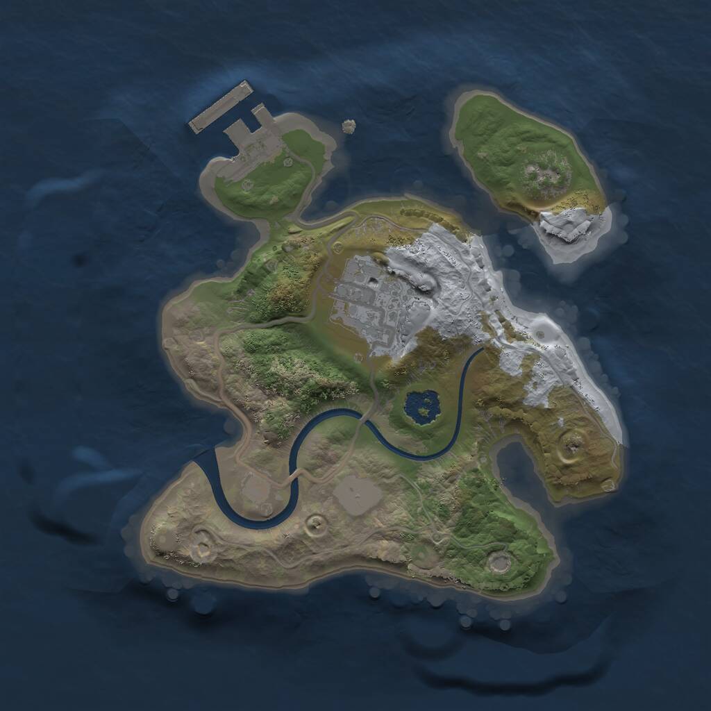 Rust Map: Procedural Map, Size: 2000, Seed: 465744, 3 Monuments