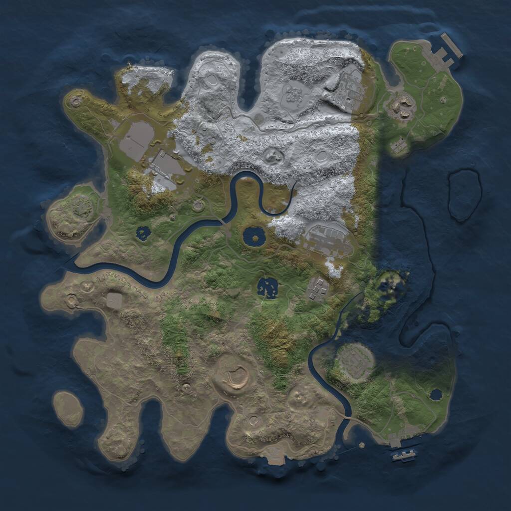 Rust Map: Procedural Map, Size: 3500, Seed: 878543282, 14 Monuments
