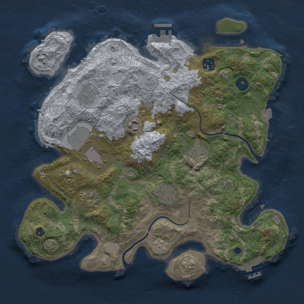 Rust Map: Procedural Map, Size: 3500, Seed: 65355845, 14 Monuments
