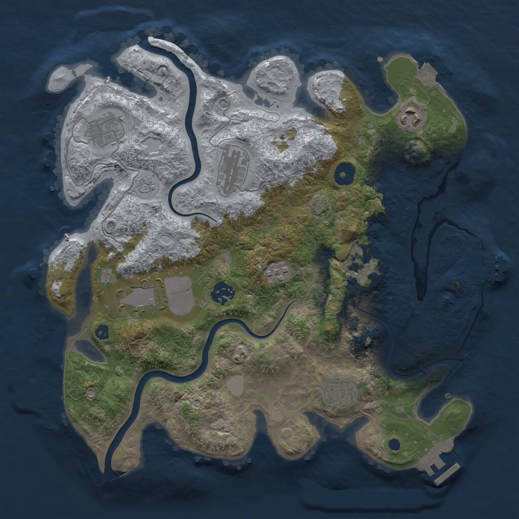Rust Map: Procedural Map, Size: 3500, Seed: 1597224928, 14 Monuments