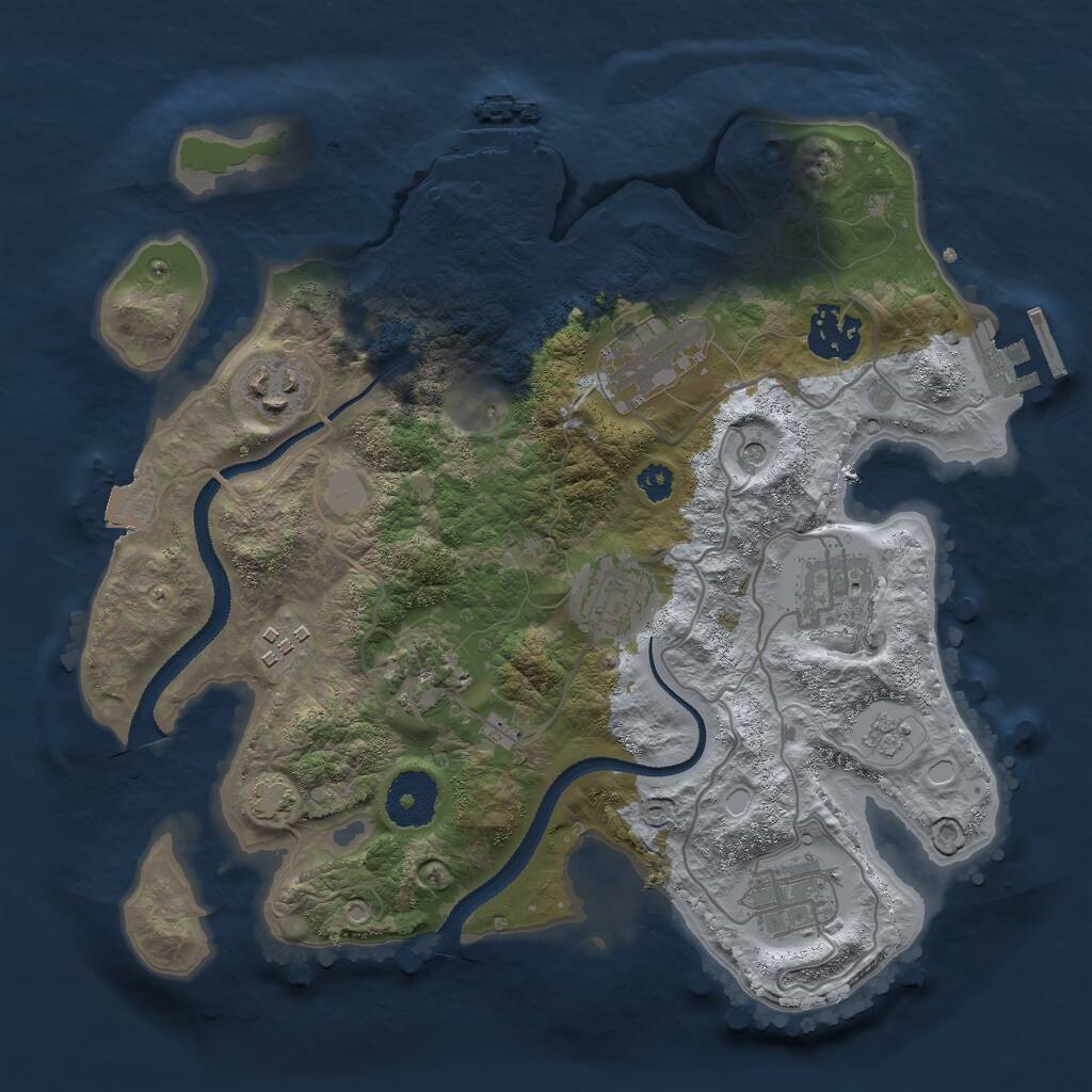 Rust Map: Procedural Map, Size: 3000, Seed: 1821152806, 14 Monuments