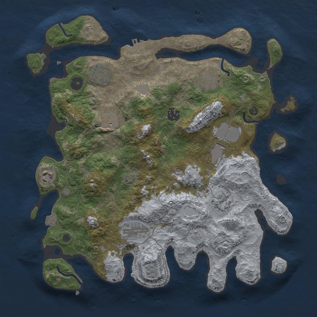 Rust Map: Procedural Map, Size: 3700, Seed: 1501111079, 16 Monuments