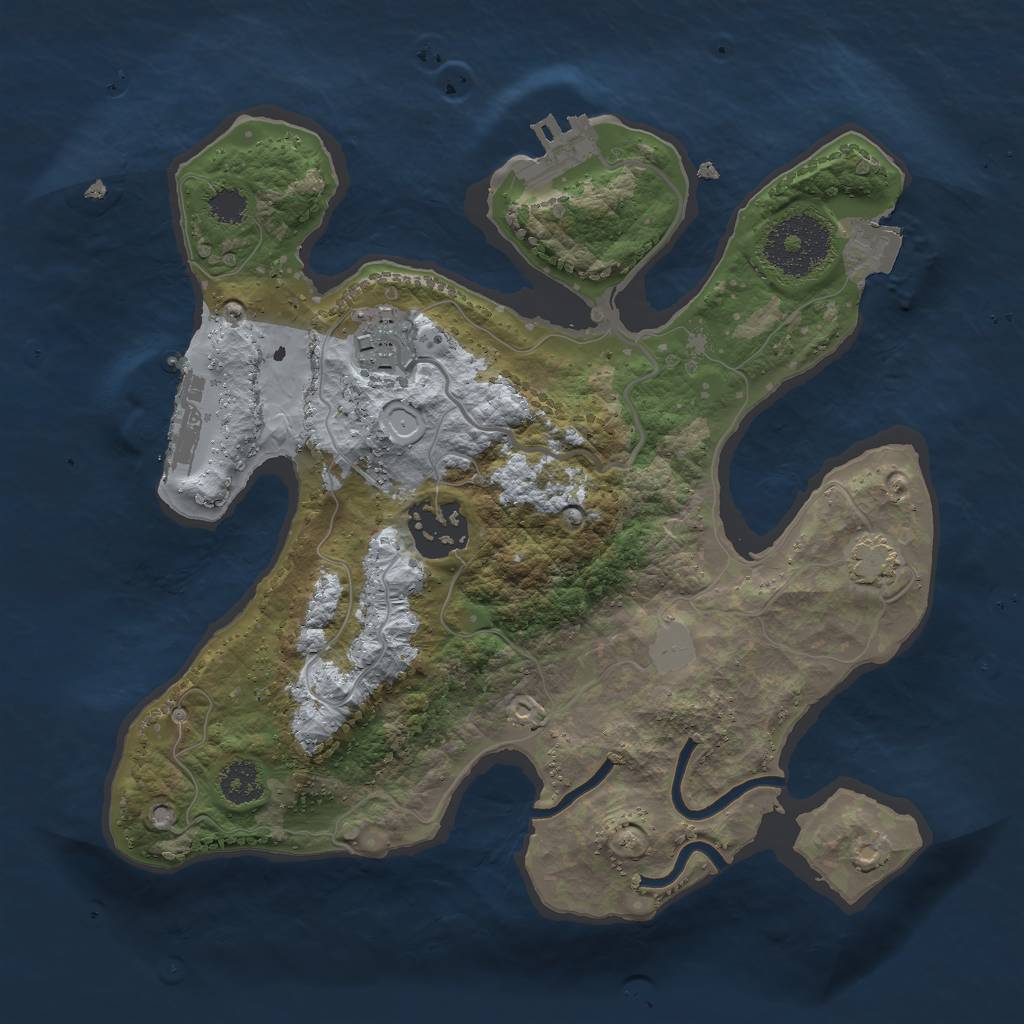 Rust Map: Procedural Map, Size: 2500, Seed: 2069706969, 8 Monuments