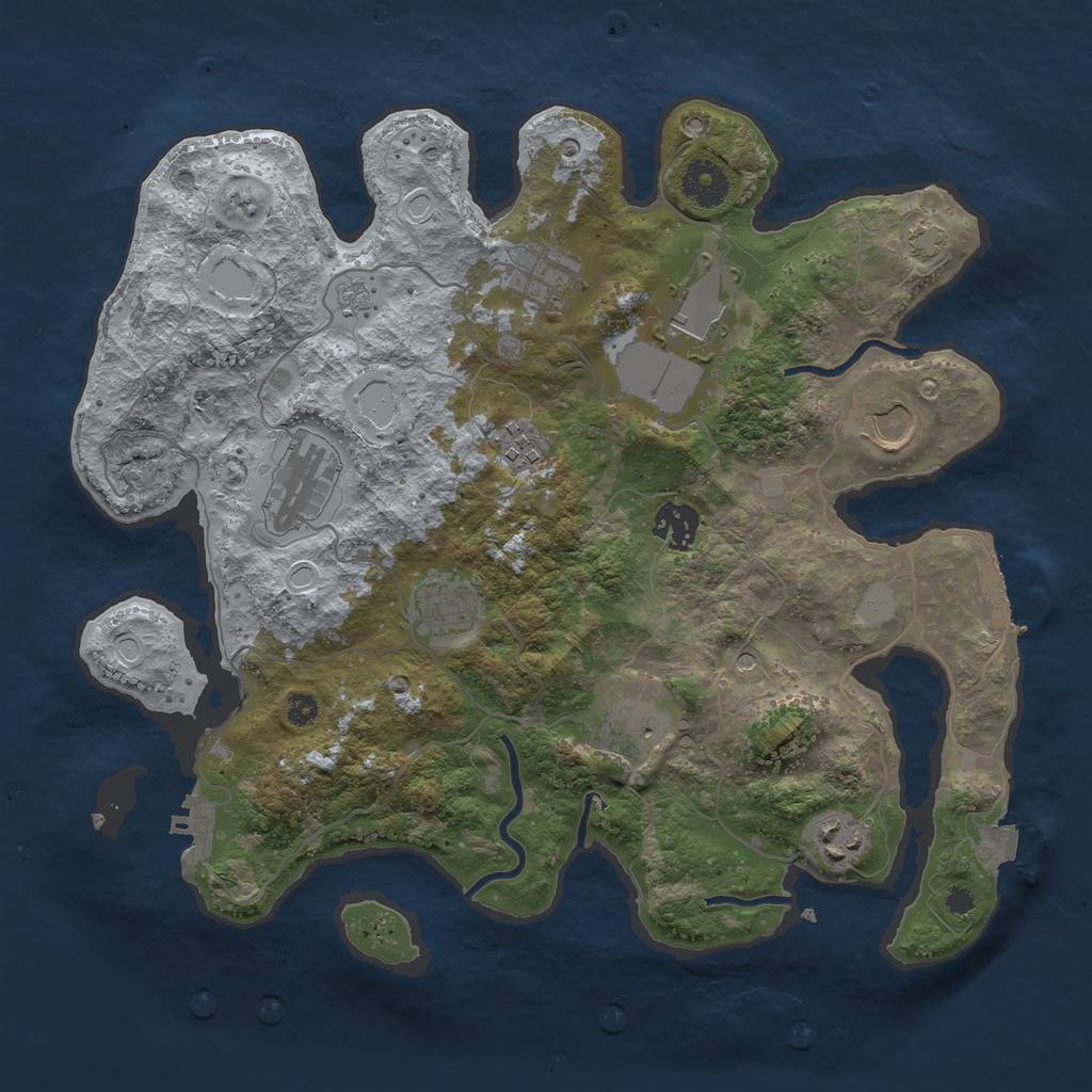 Rust Map: Procedural Map, Size: 3500, Seed: 784496280, 17 Monuments