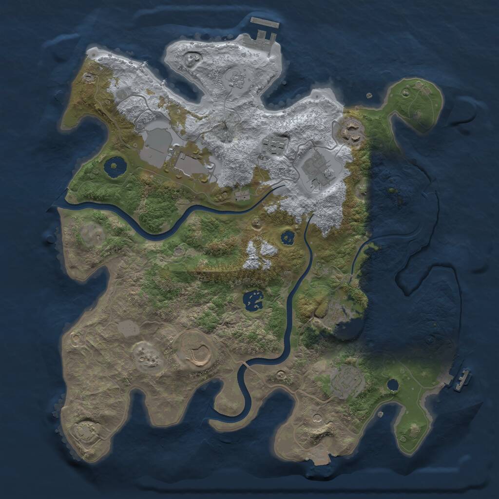 Rust Map: Procedural Map, Size: 3500, Seed: 327237842, 14 Monuments