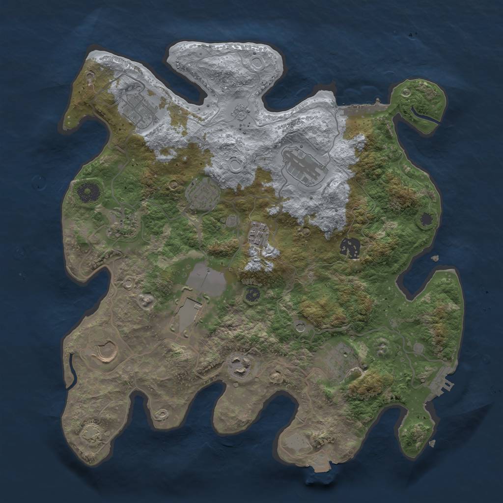 Rust Map: Procedural Map, Size: 3500, Seed: 327237842, 18 Monuments