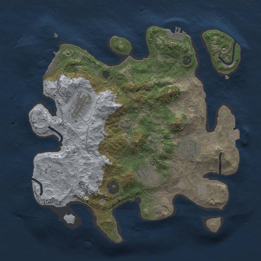 Rust Map: Procedural Map, Size: 3000, Seed: 1159865, 11 Monuments