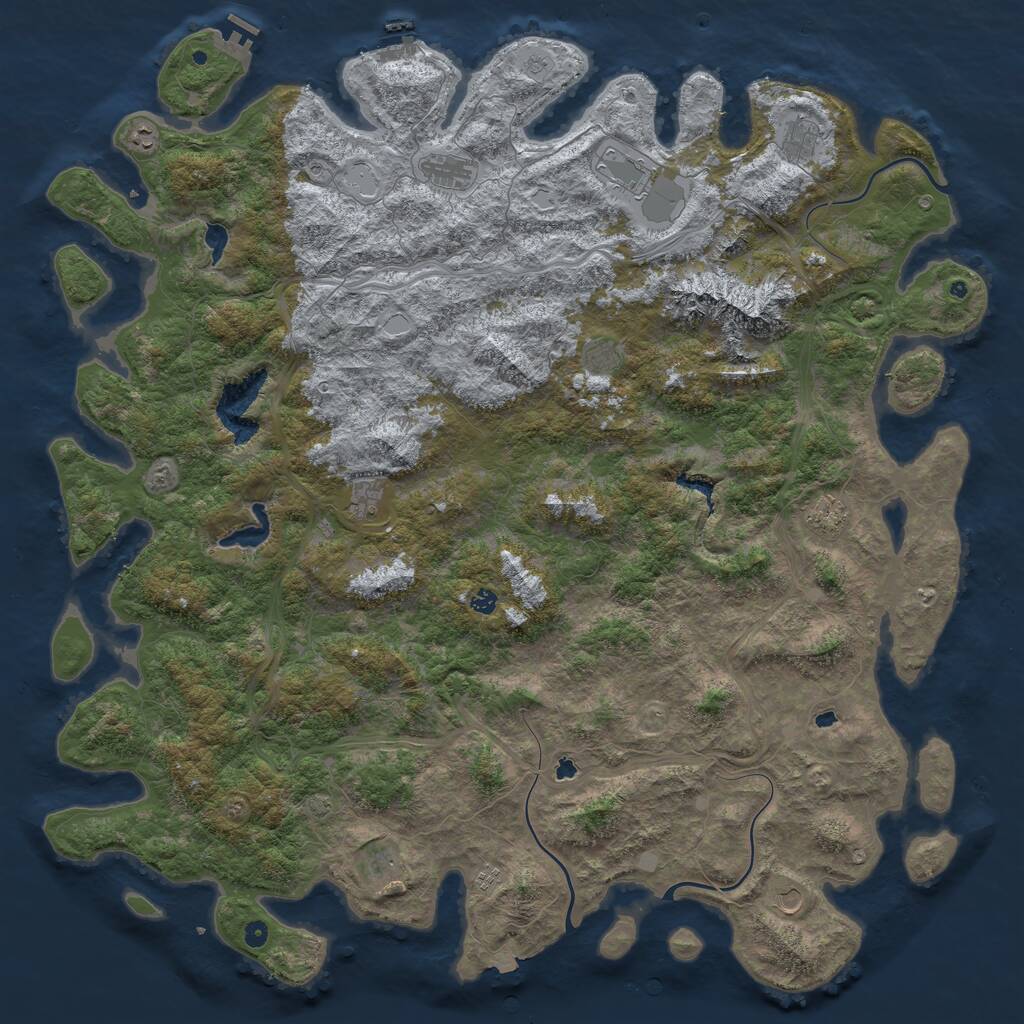Rust Map: Procedural Map, Size: 6000, Seed: 117184489, 17 Monuments