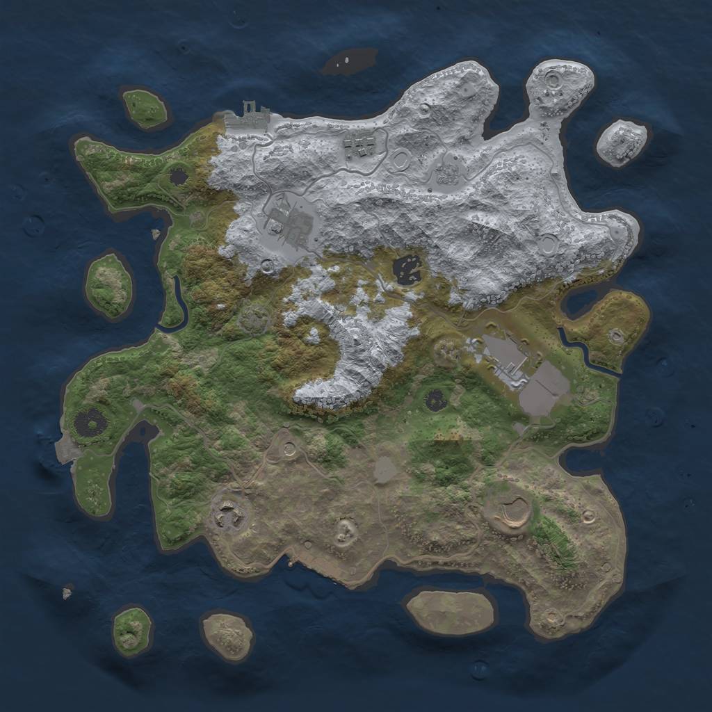 Rust Map: Procedural Map, Size: 3500, Seed: 1383554856, 14 Monuments