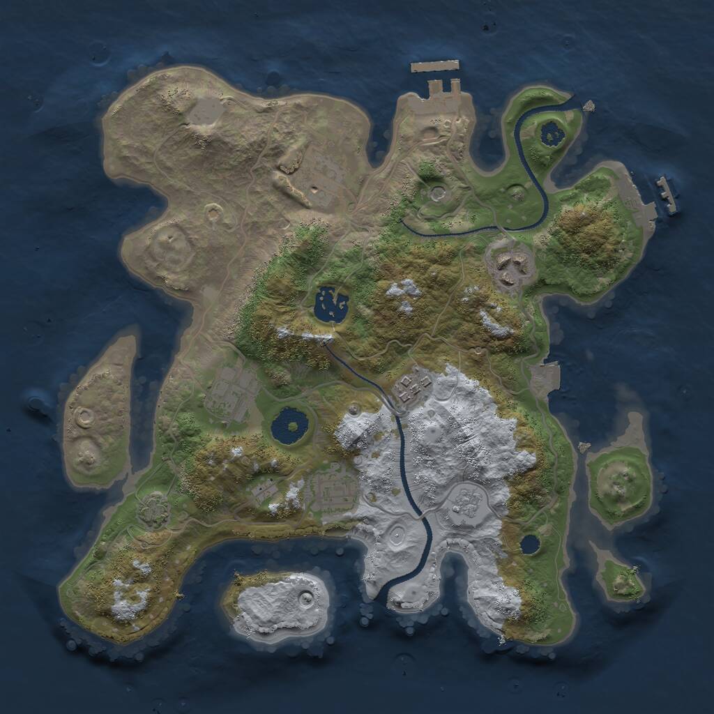 Rust Map: Procedural Map, Size: 3000, Seed: 2036945, 12 Monuments