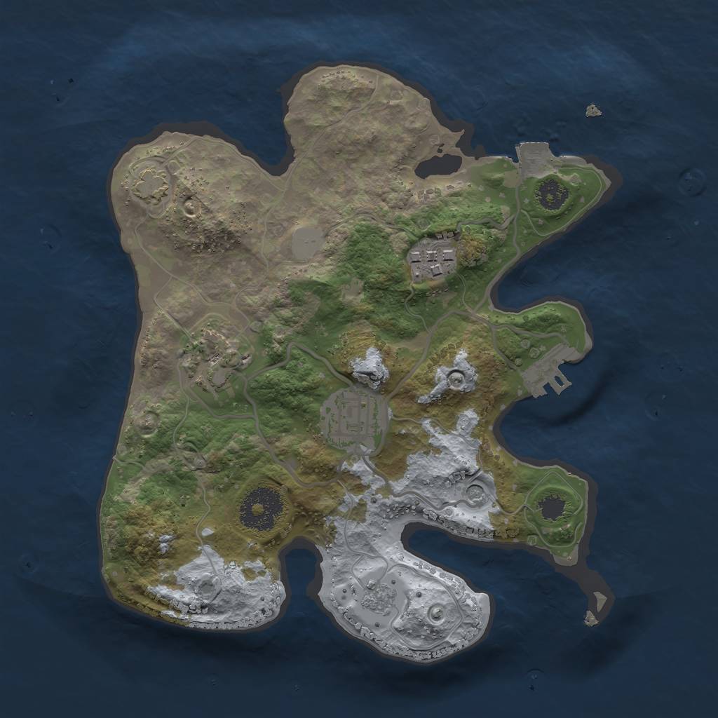 Rust Map: Procedural Map, Size: 2500, Seed: 1612937832, 10 Monuments