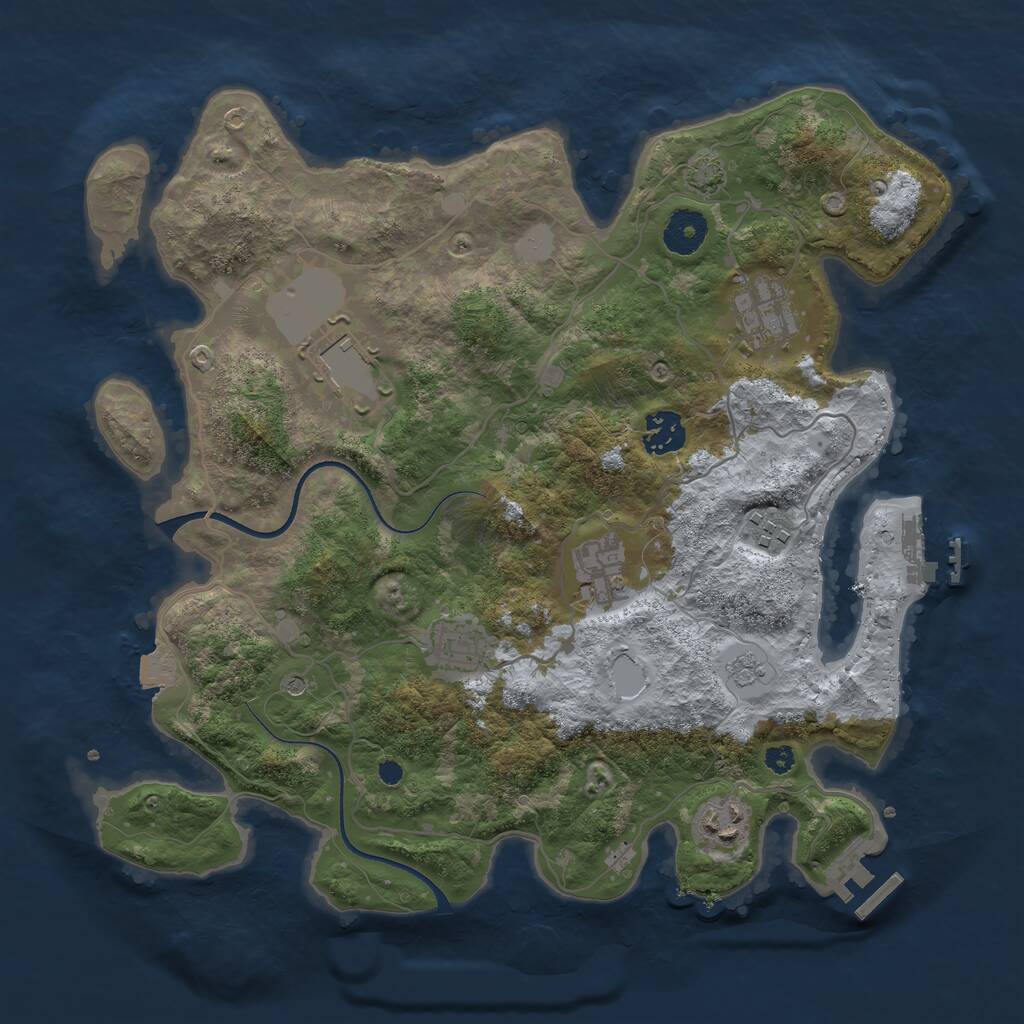 Rust Map: Procedural Map, Size: 3500, Seed: 61638069, 13 Monuments