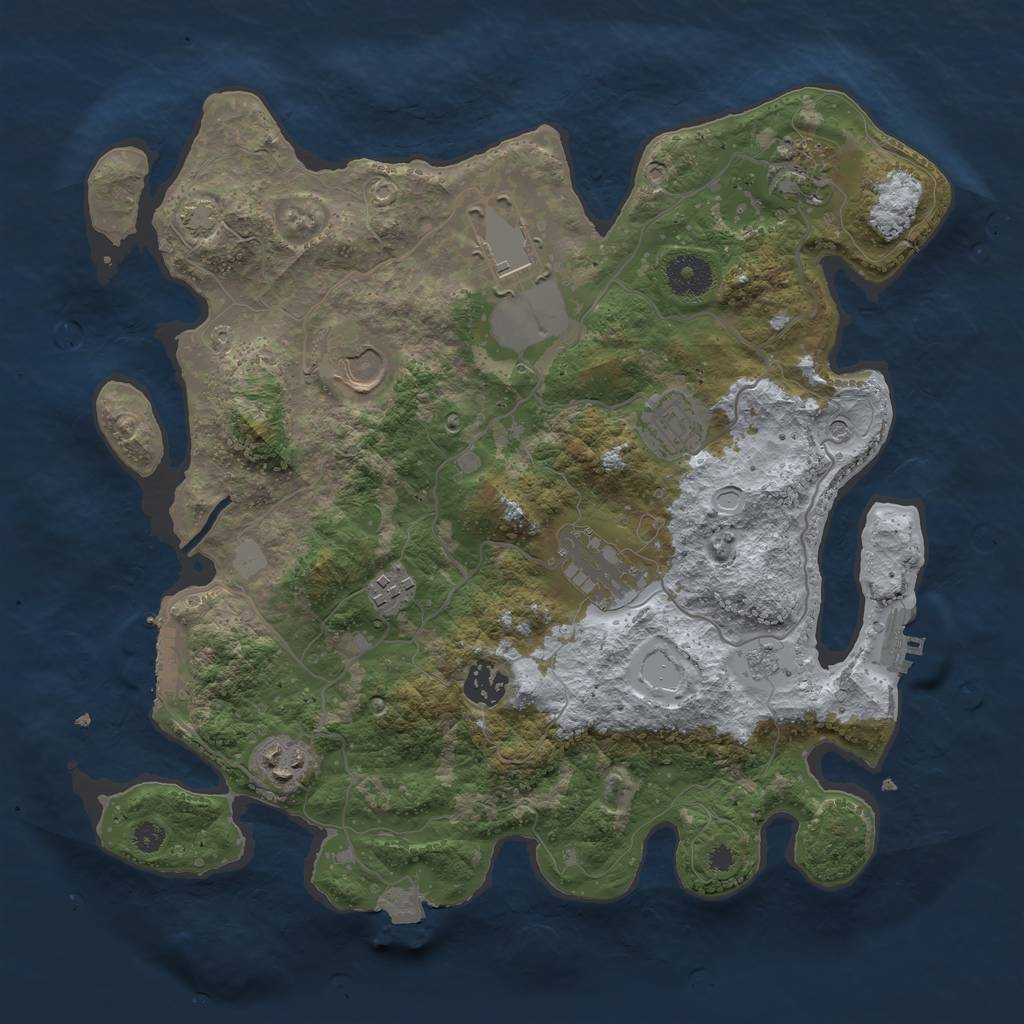 Rust Map: Procedural Map, Size: 3500, Seed: 61638069, 16 Monuments