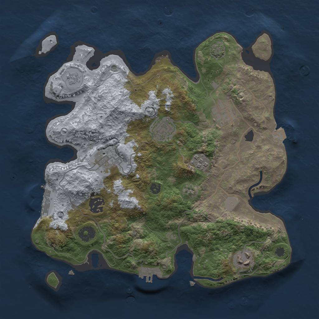 Rust Map: Procedural Map, Size: 3000, Seed: 548389048, 13 Monuments