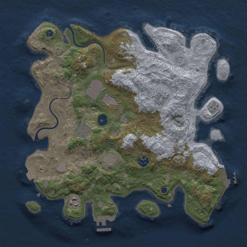Rust Map: Procedural Map, Size: 3500, Seed: 23156945, 13 Monuments