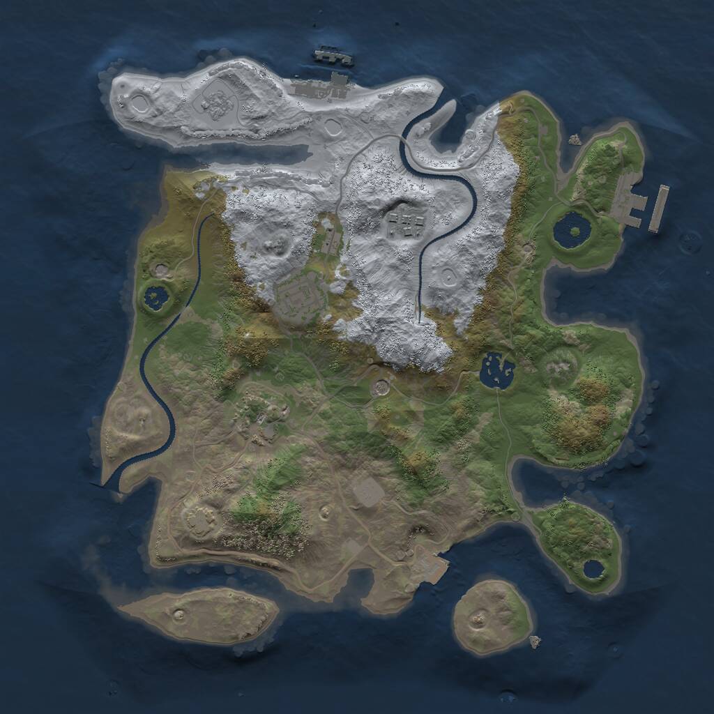 Rust Map: Procedural Map, Size: 3000, Seed: 15277, 10 Monuments