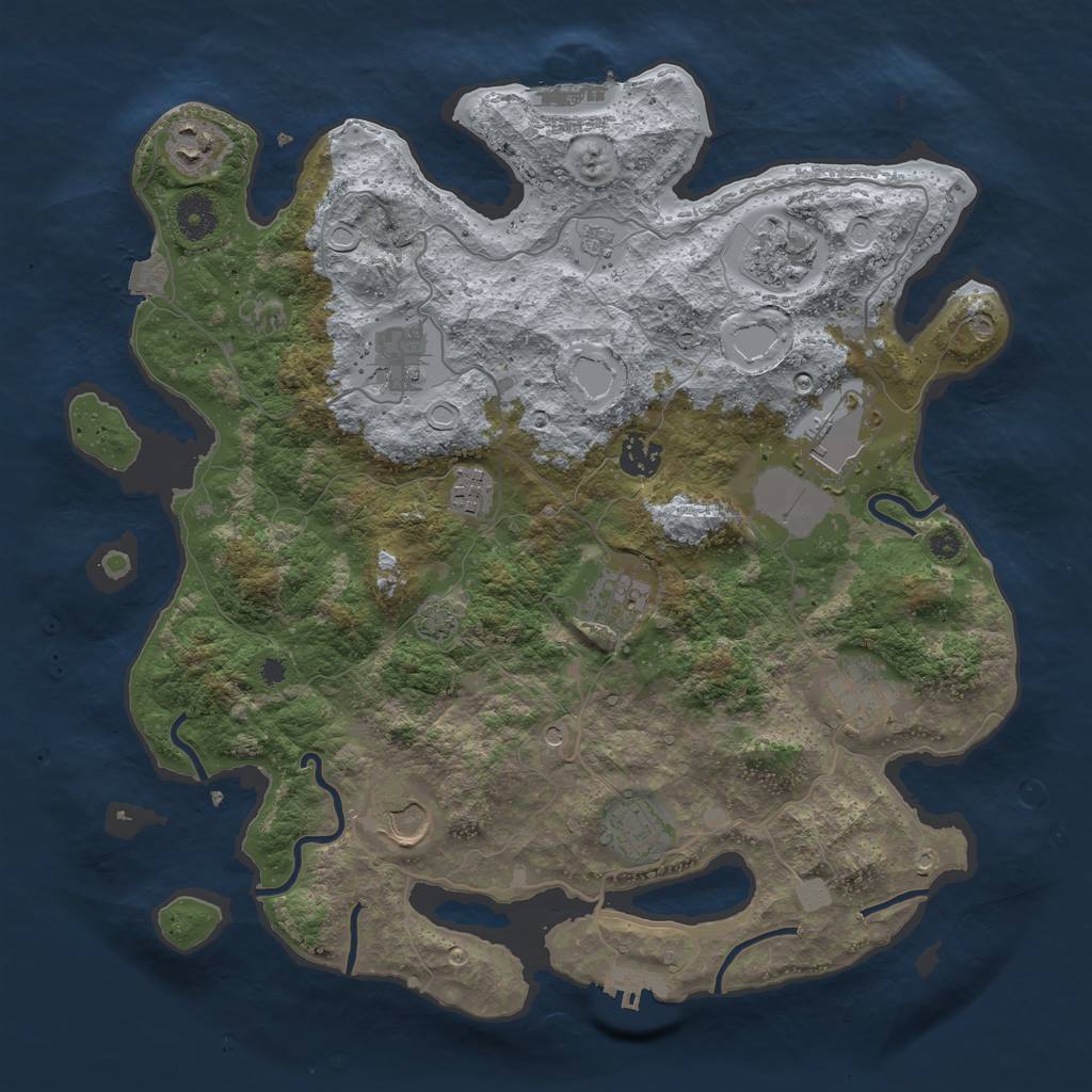 Rust Map: Procedural Map, Size: 3750, Seed: 27956872, 18 Monuments