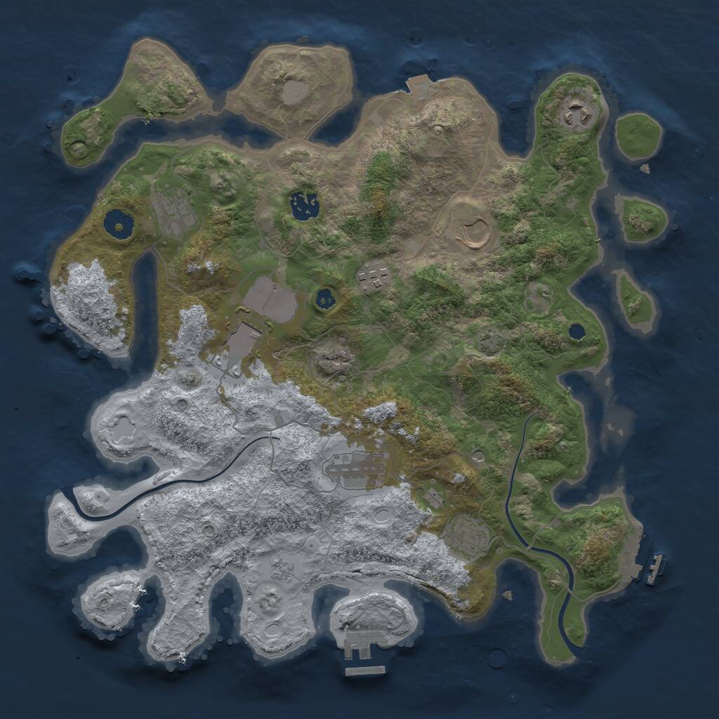 Rust Map: Procedural Map, Size: 3650, Seed: 78118617, 14 Monuments