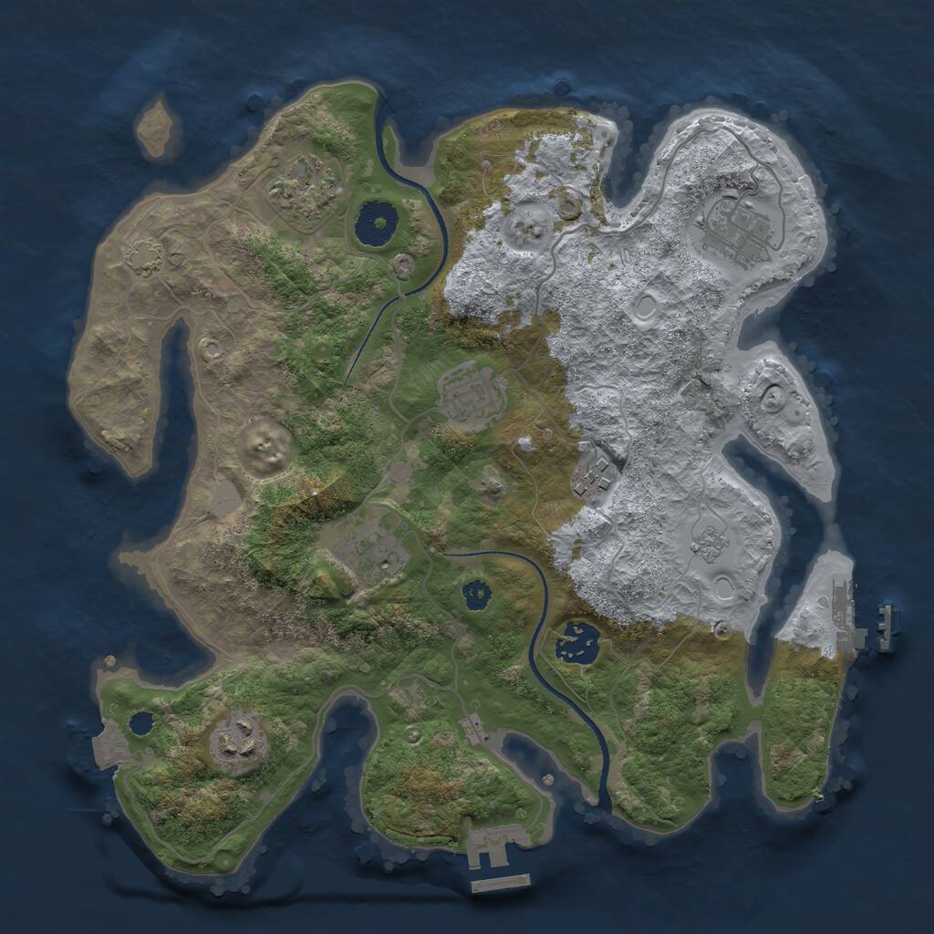 Rust Map: Procedural Map, Size: 3200, Seed: 982127297, 12 Monuments