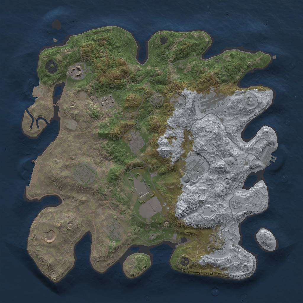 Rust Map: Procedural Map, Size: 3500, Seed: 2003139298, 18 Monuments