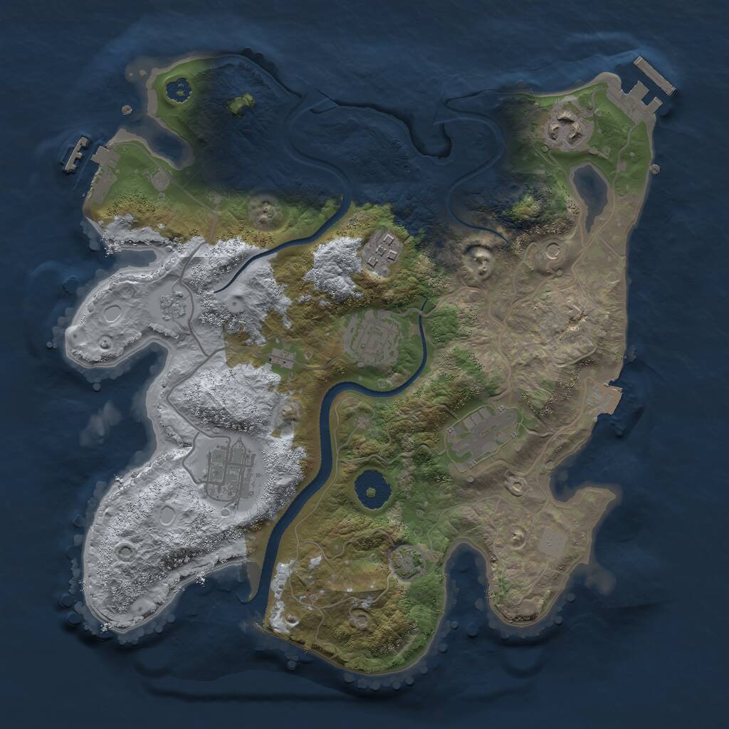 Rust Map: Procedural Map, Size: 3000, Seed: 1733659136, 11 Monuments