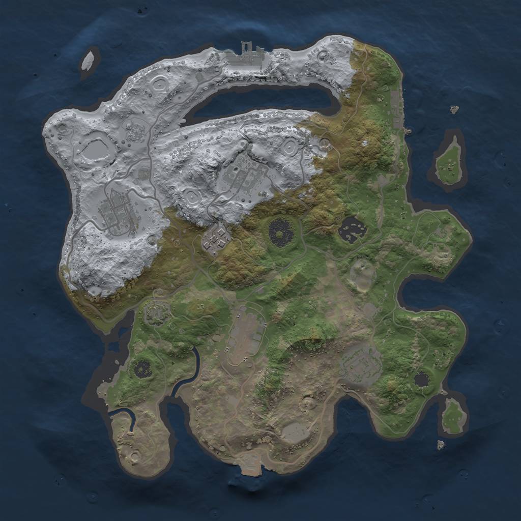 Rust Map: Procedural Map, Size: 3000, Seed: 1440882557, 14 Monuments