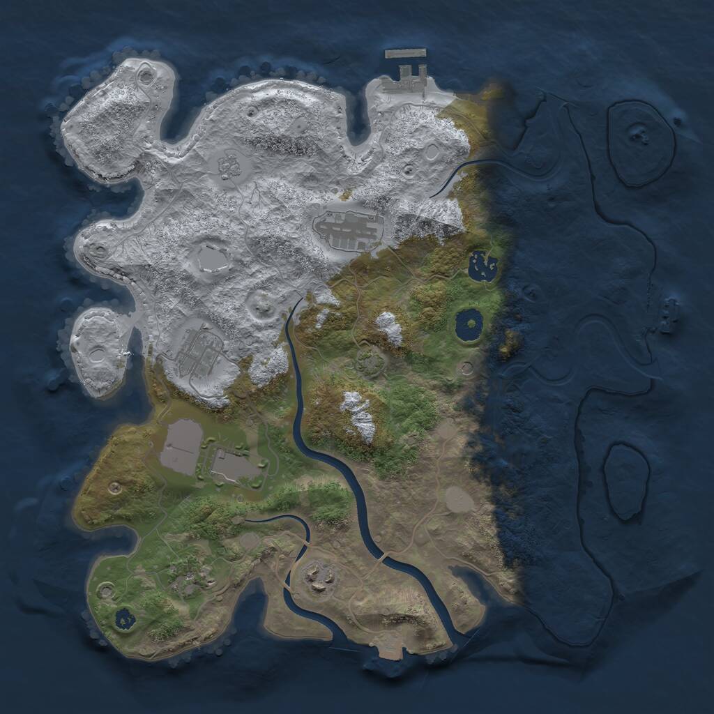 Rust Map: Procedural Map, Size: 3500, Seed: 8881245, 12 Monuments