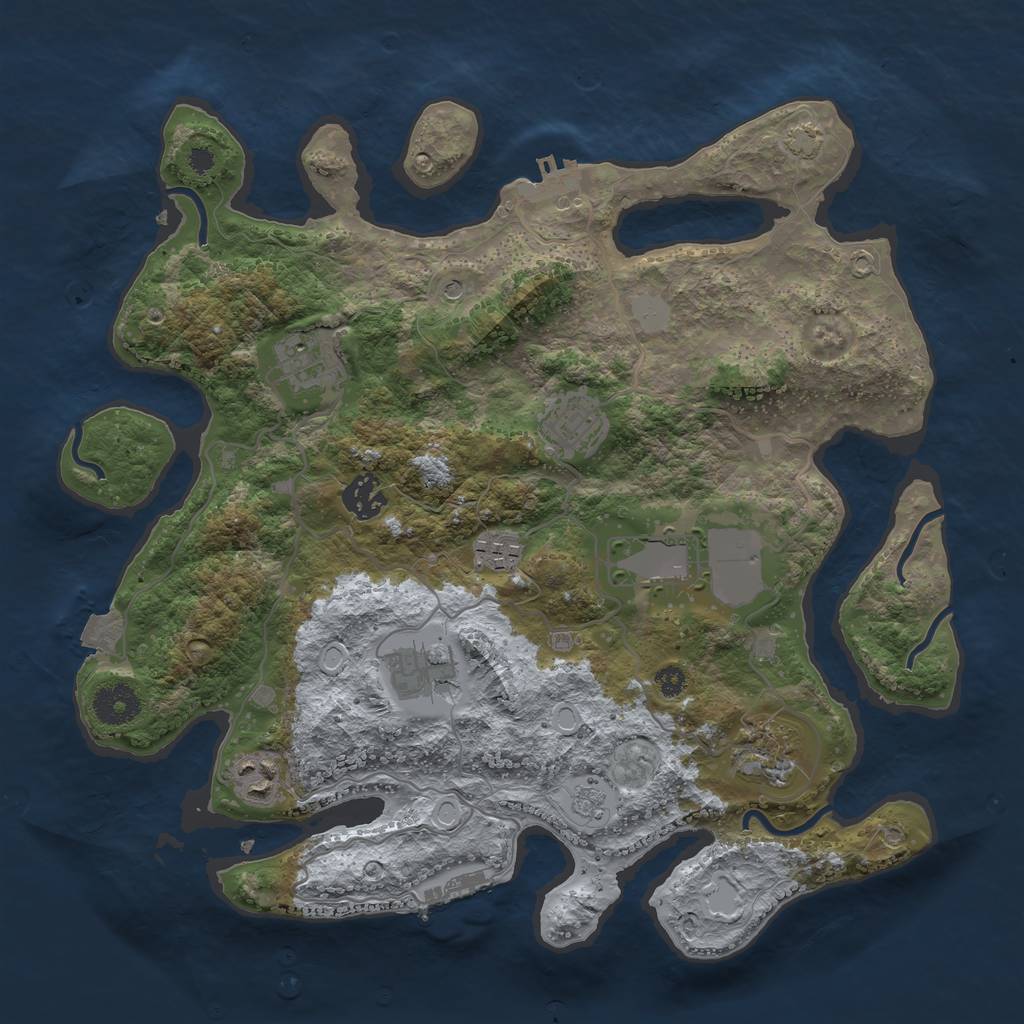 Rust Map: Procedural Map, Size: 3500, Seed: 1525210008, 16 Monuments