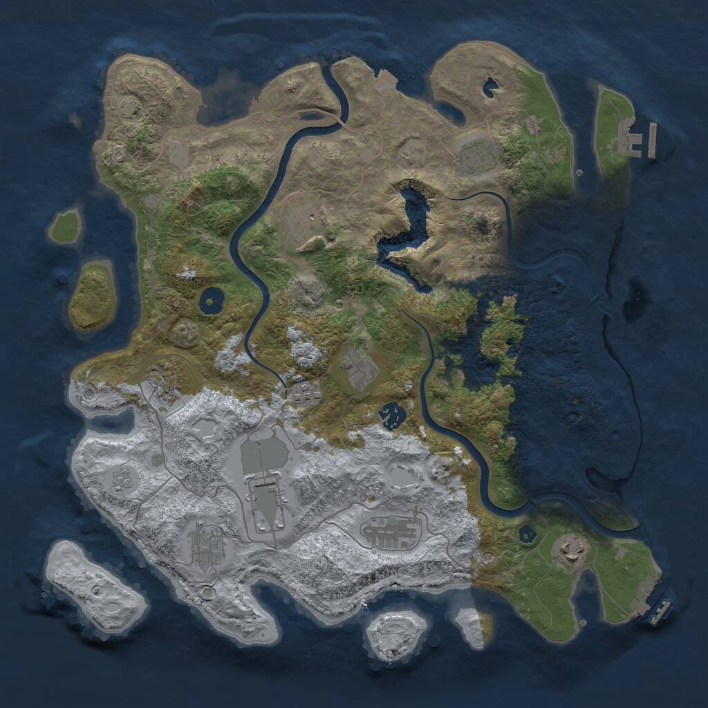 Rust Map: Procedural Map, Size: 4000, Seed: 2311, 16 Monuments