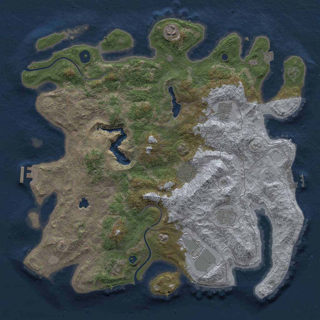 Rust Map: Procedural Map, Size: 4000, Seed: 556, 12 Monuments