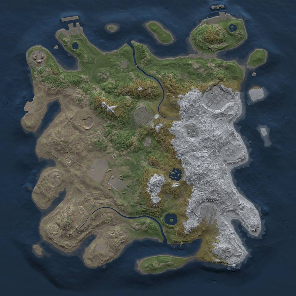 Rust Map: Procedural Map, Size: 3500, Seed: 674477319, 14 Monuments