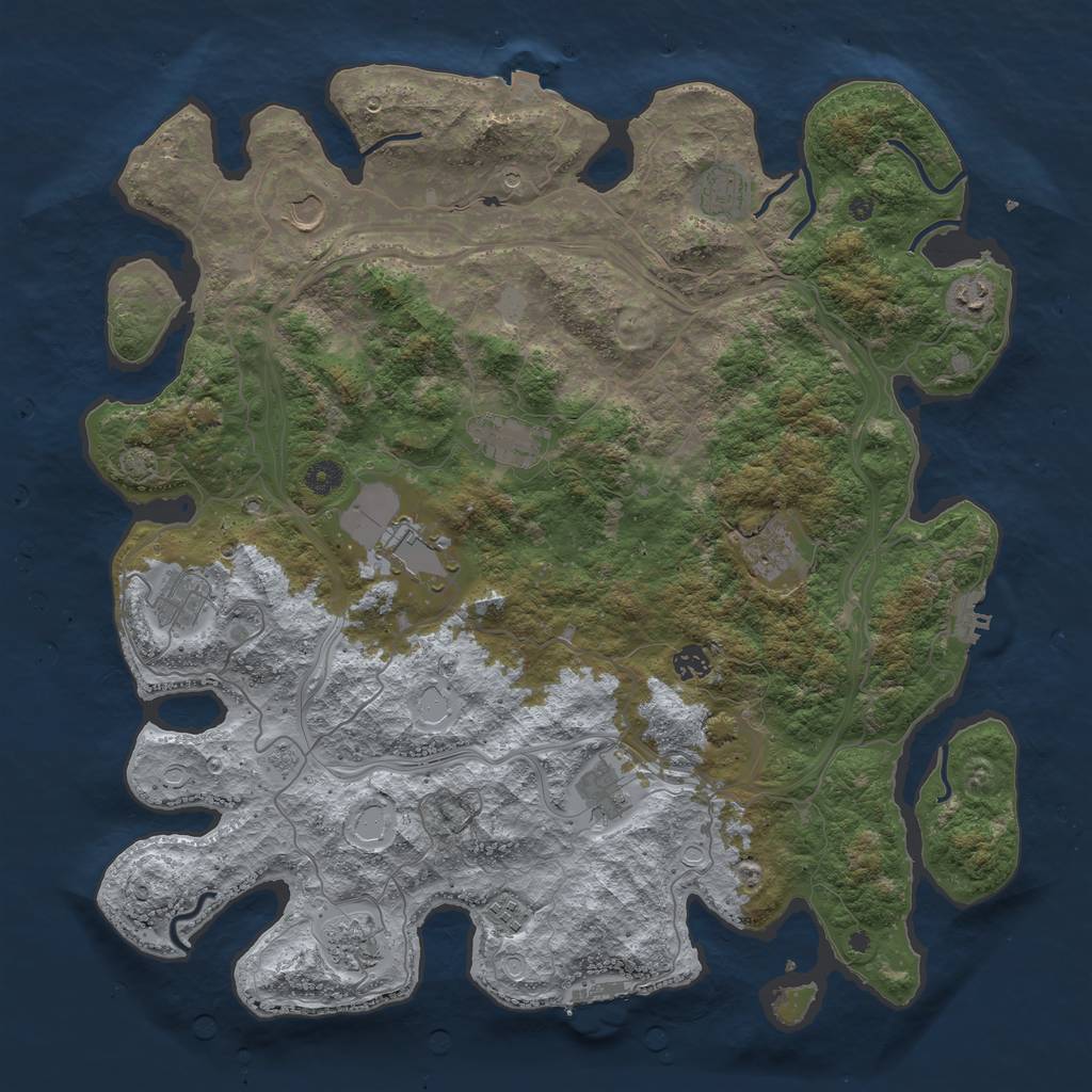 Rust Map: Procedural Map, Size: 4500, Seed: 1760835009, 19 Monuments