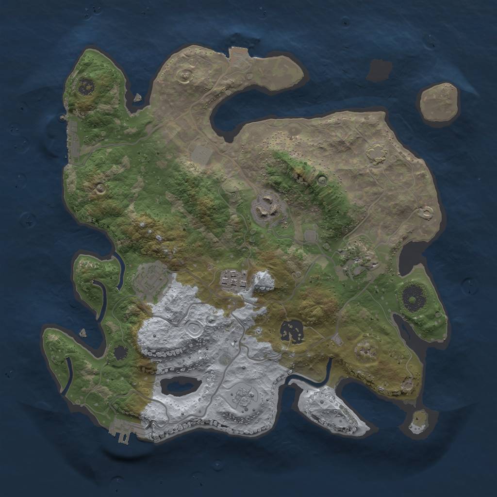 Rust Map: Procedural Map, Size: 3000, Seed: 2096970970, 12 Monuments