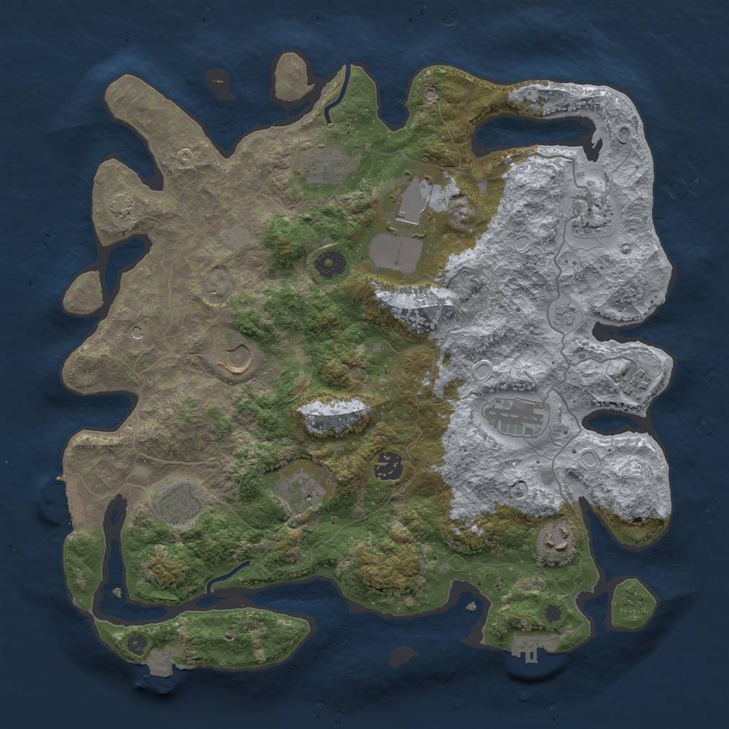 Rust Map: Procedural Map, Size: 3750, Seed: 179450, 18 Monuments