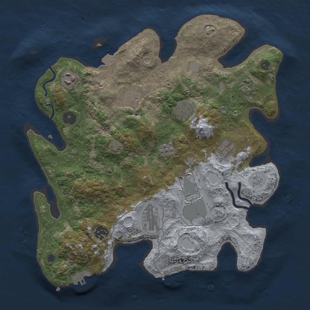 Rust Map: Procedural Map, Size: 3500, Seed: 1882957678, 17 Monuments